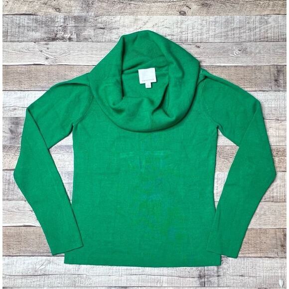 Ett:wa Anthropologie Green Ribbed Knit Sweater SMALL Preppy Yuppie Old Money - Picture 2 of 11